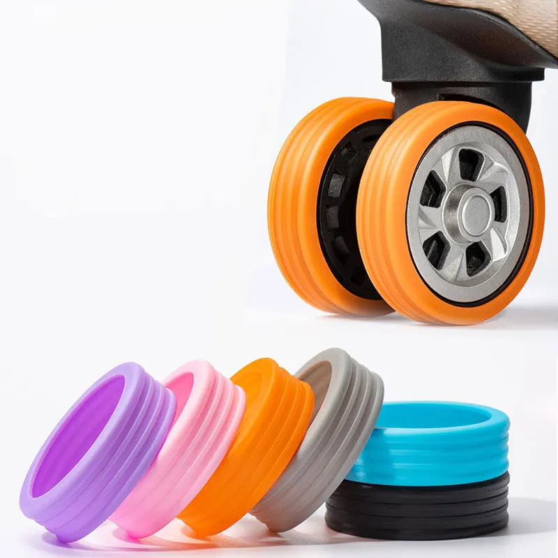 8pcs Silicone Luggage Wheel Covers Suitcase Caster Protectors Reduce Noise Trolley Box Travel Accessories