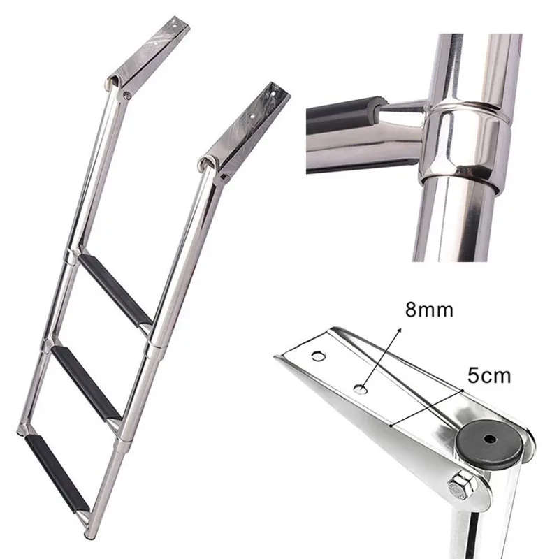 0528Stainless steel 3/4 Step Marine Boat Stainless Steel Ladder Telescoping Extendable Ladder For Marine Yacht/Swi