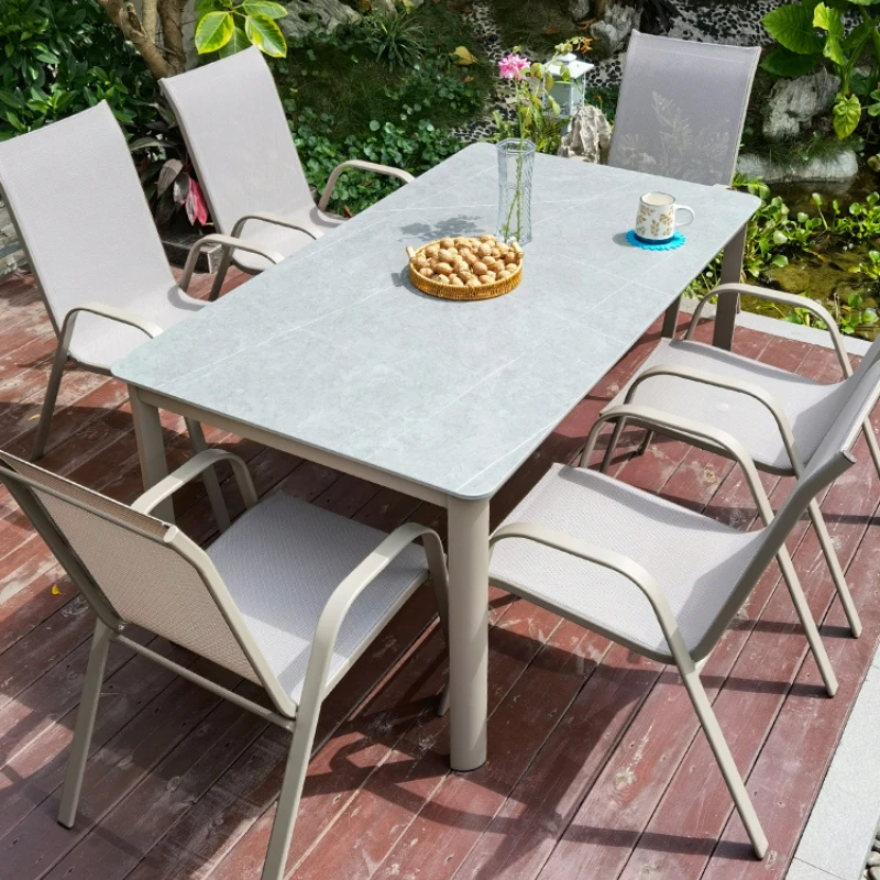 

Outdoor Nordic tables and chairs patio leisure rock slabs