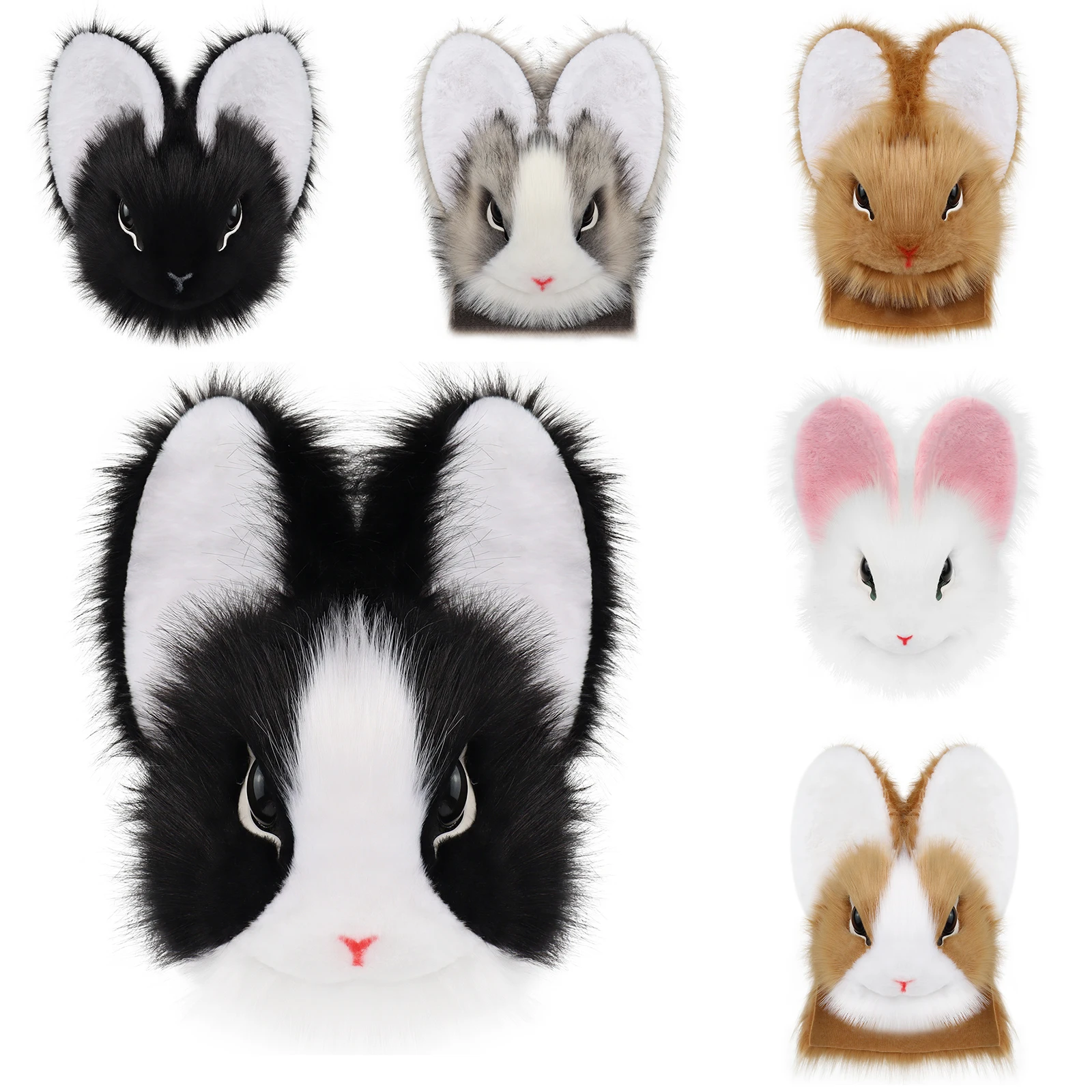 

Plush Rabbit Mask Animal Bunny Faux Fur Full Head Cosplay Costume Props for Easter Party