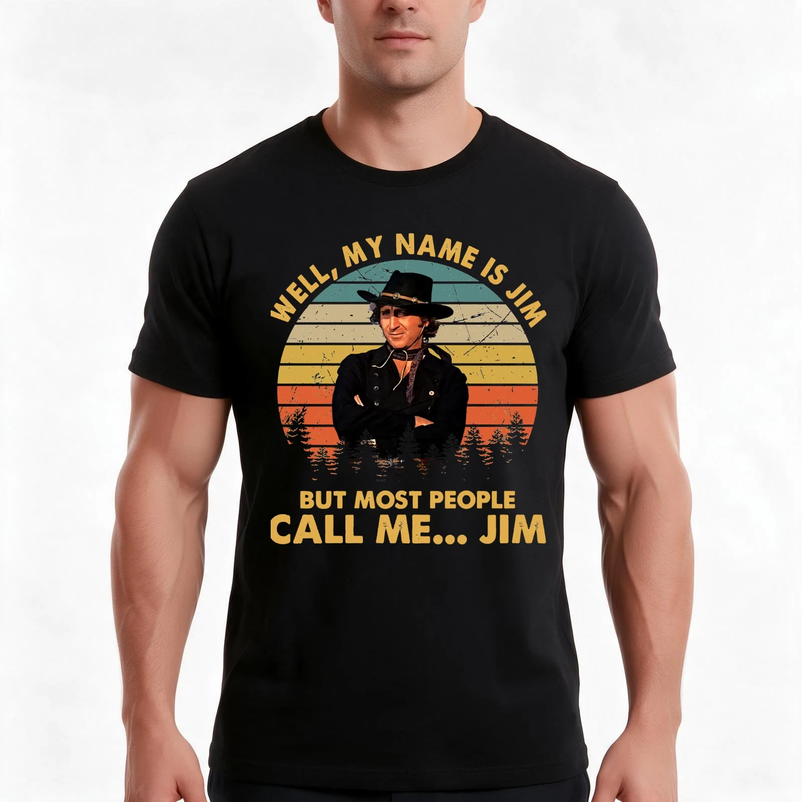 Music Vintage Most People Call Me The Sheriff Is Near Blazing Tee Saddles Gifts Music Fan T-Shirt, Summer Casual Cotton Tee