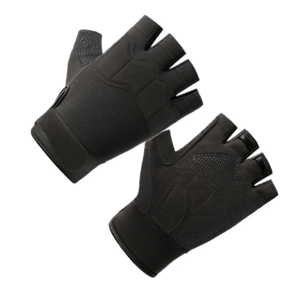

1 Pair Anti-Cut Half Finger Gloves Thickened Palm Nonskid Cycling Gloves For Men Outdoor Sports Fitness Gym Riding Biking