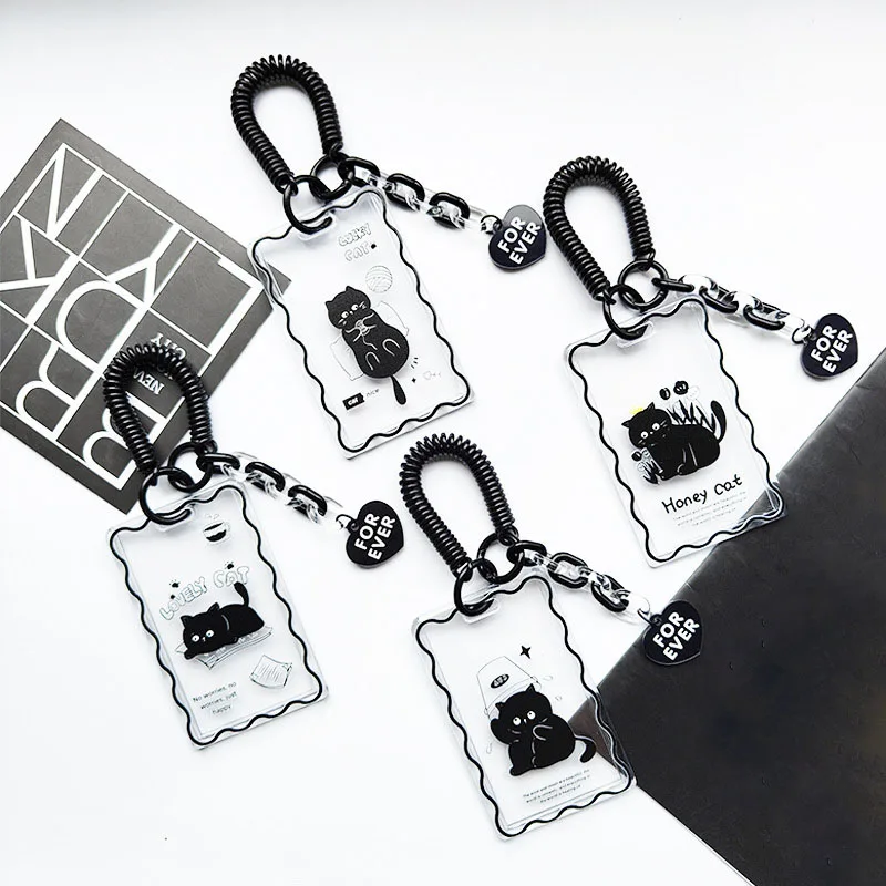 

Lovely Black Kitten Card Cover Holders Transparent PS Plastic Student Teacher Staff Work Permit Bus Card Holder Case