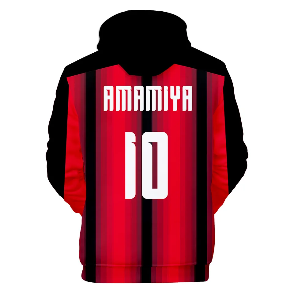 3D Print Anime Captain Tsubasa Ozora Tsubasa Kojiro Hyuga Costume Unisex Hoodie Zipper Hooded Jacket Soccer Jerseys Uniform