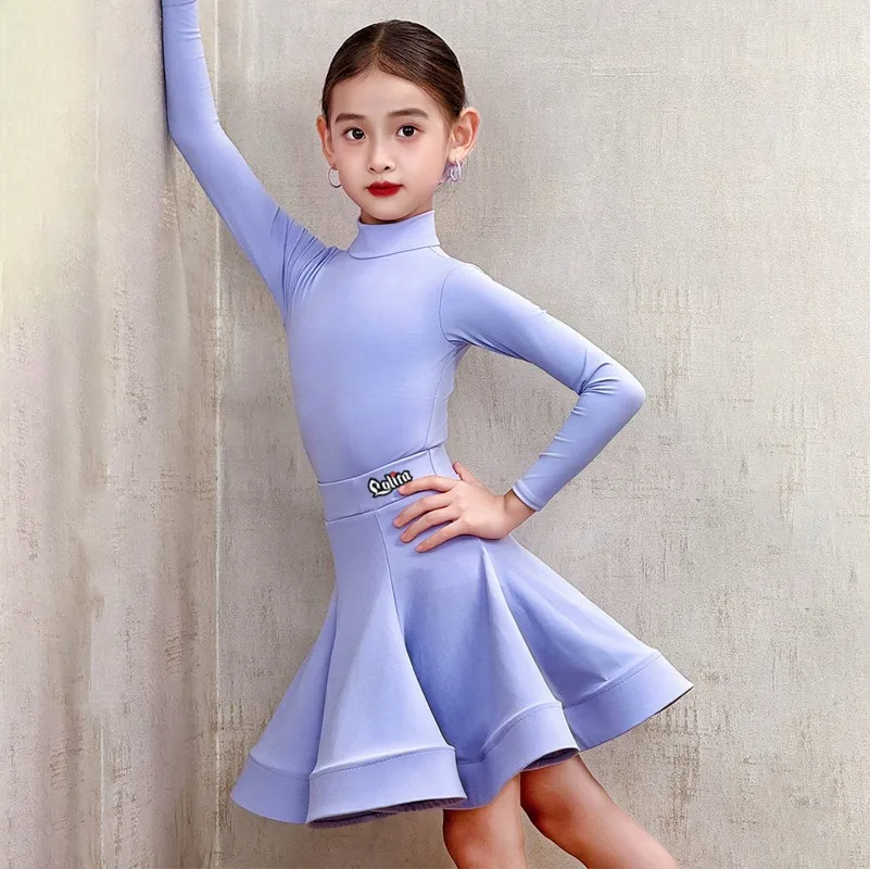Girls' Long-Sleeve Latin Dance Outfit, New Skin-Friendly Fabric, Professional Ballroom Dance Competition & Performance Clothes