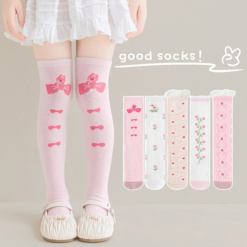 New Spring Autumn Children Girls Stockings Floral Pink Infan