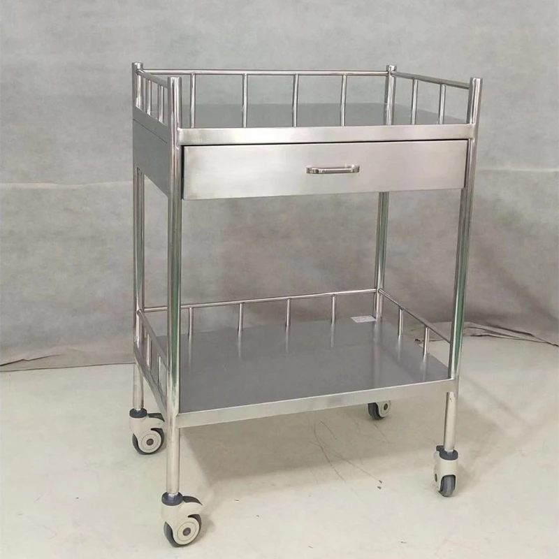 Hospital stainless steel cart 304 stainless steel 1.0 plate thickness equipment cart nurse cart