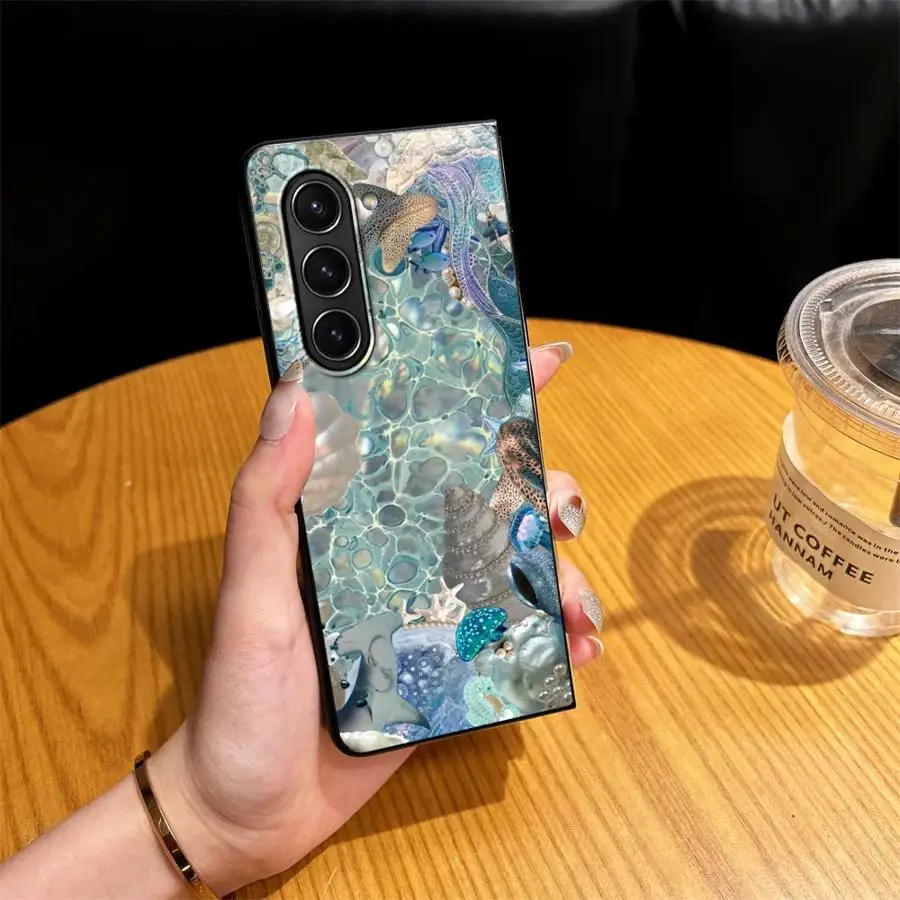 Underwater Shell Print Phone Shell Funda Case for Samsung Galaxy Z Fold 8 Ultra ZFold3 ZFold7 ZFold6 Z Fold 7 6 5 4 3 ZFold4