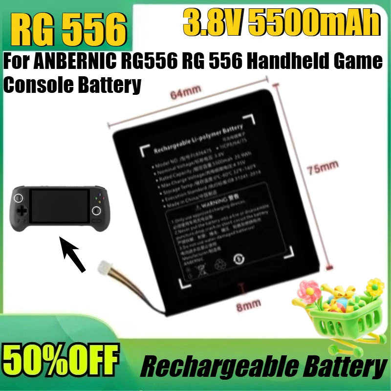 

New RG556 3.8V 5500mAh High Quality Battery for ANBERNIC RG556 RG 556 Handheld Game Console Replacement Battery