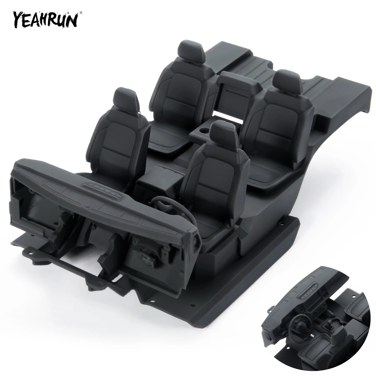 YEAHRUN Interior Simulation Central Control Seat Modification Upgrade Parts For 1/18 RC Crawler Car TRX4-M Bronco Defender