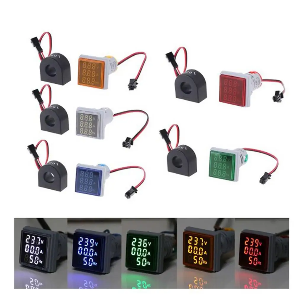 Square LED Digital Voltmeter Ammeter Hertz Meter Combo Meter Indicator