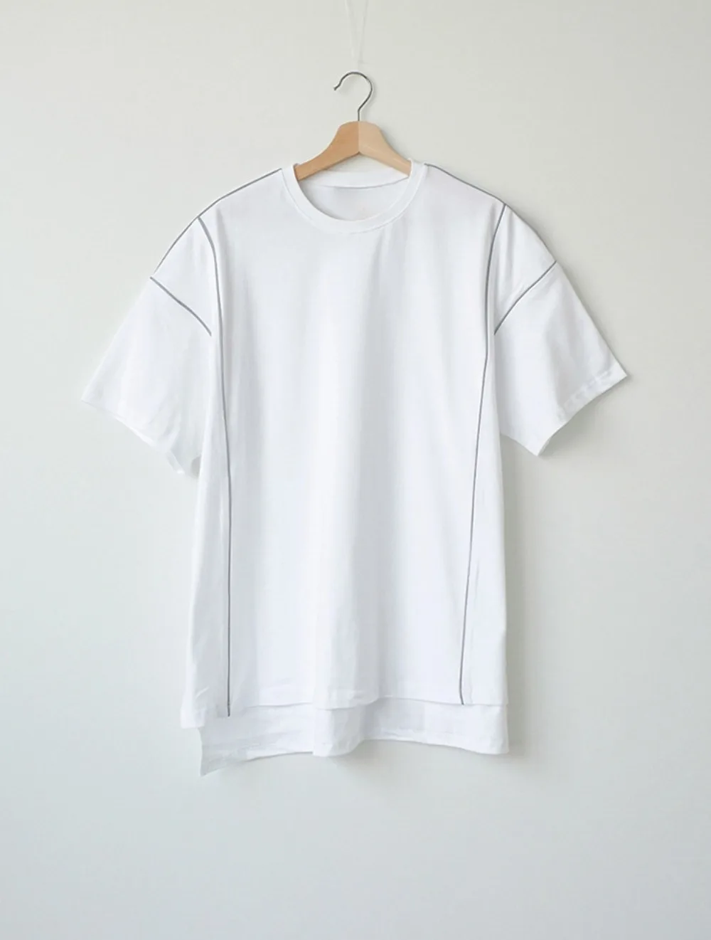 Reflective Korean Style Short Sleeved T-shirt Men's Summer Youth Cotton Round Neck Pullover Five Quarter Sleeve T-shirt Tops