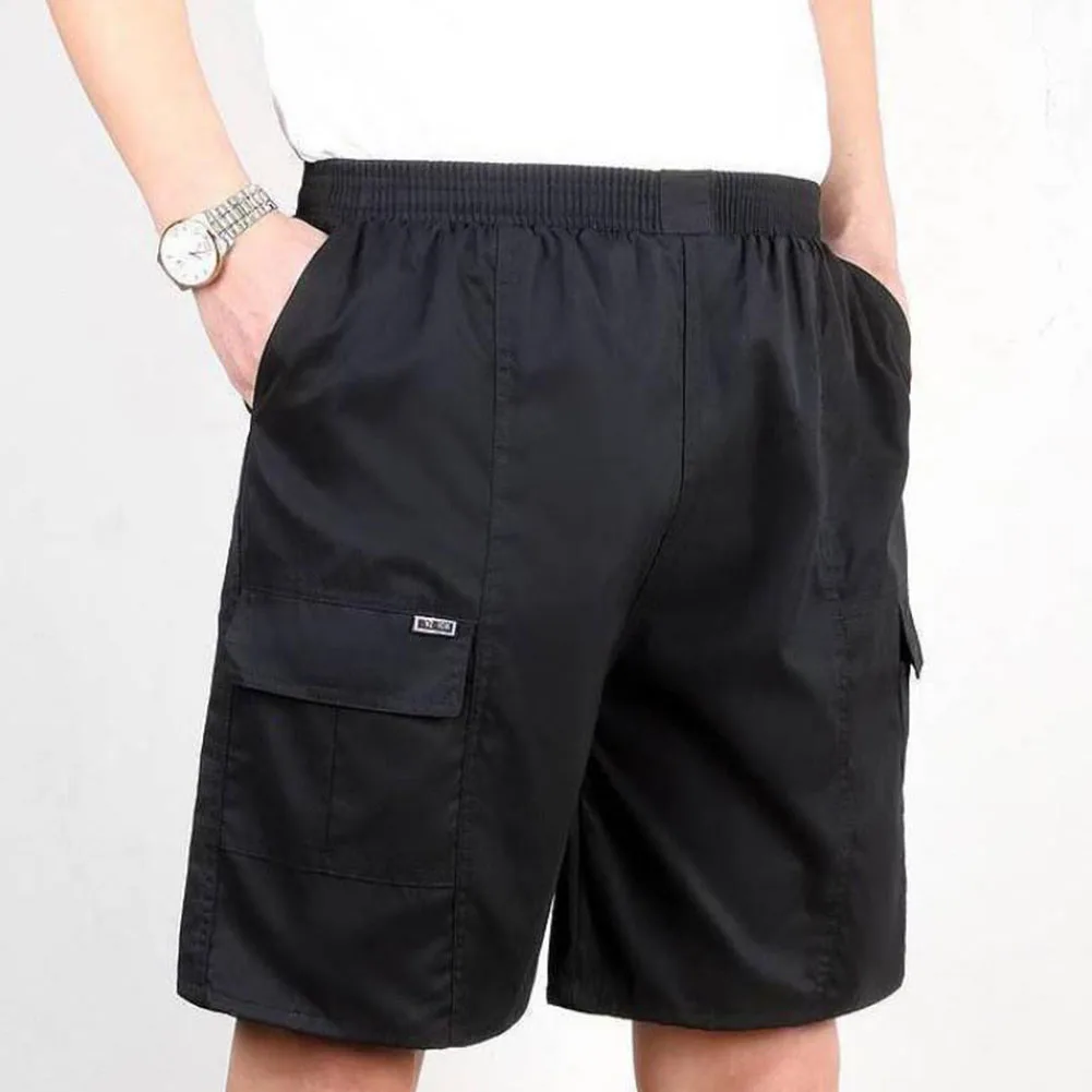 

High Quality Shorts Coat Zip Black Cargo Casual Knee Cotton Length Short M-4XL Navy Blue No Elasticity Polyester