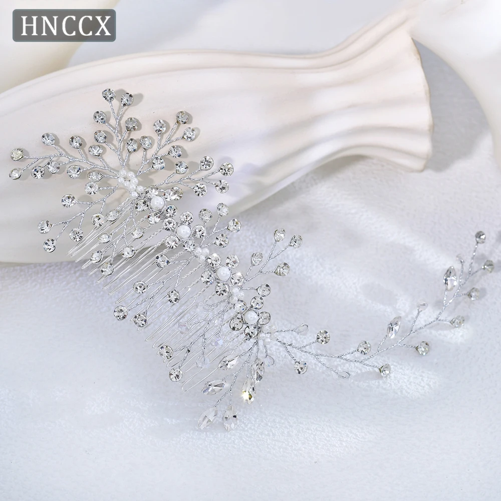 YouLaPan Women Minimalist Silver Color Rhinestone Hair Comb Fashion Bridal Wedding Pearls Flower Hair Accessories Wholesale HP15