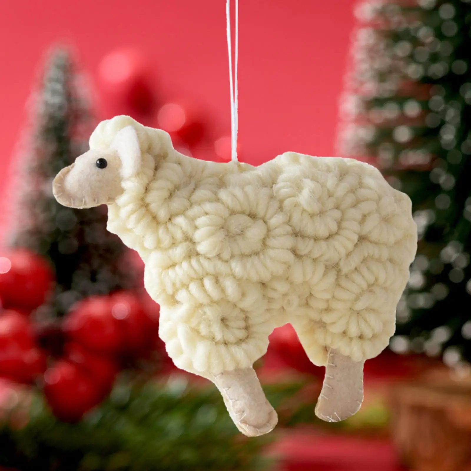 Felt Sheep Christmas Ornament Cute Xmas Decor for Windows Holiday Indoor