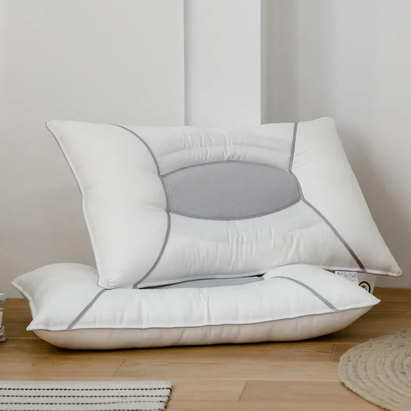 1-piece Hotel Style Feather Cotton Pillow, Three-dimensional Neck Pillow, Suitable for Sleeping Bedrooms and Hotels