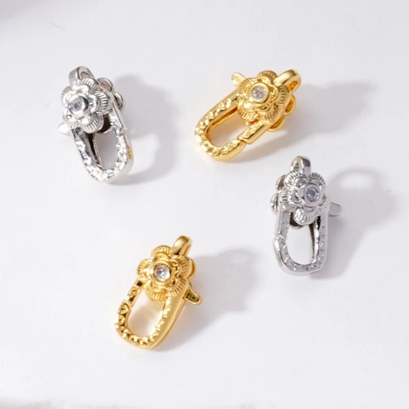 

1 Copper Micro-set Zircon Spring Press Lobster Buckle Pearl Necklace Connection Buckle Accessories DIY Jewelry Making Materials