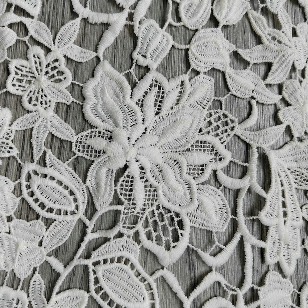 Gorgeous High Quality Milk Silk Water Soluted Guipure Lace Embroidery Fabric DIY Nigeria Wedding Dress Fabric