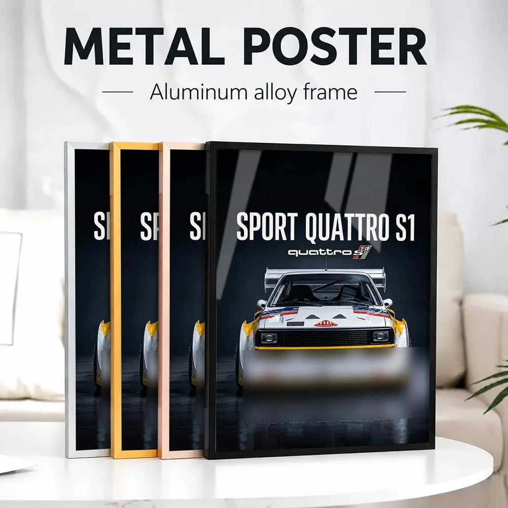 Sleek Germany Sport Quattro S1 Car Metal Poster With Aluminum Alloy Frame Personalized Photo Modern Style Wall Art For Man Cave