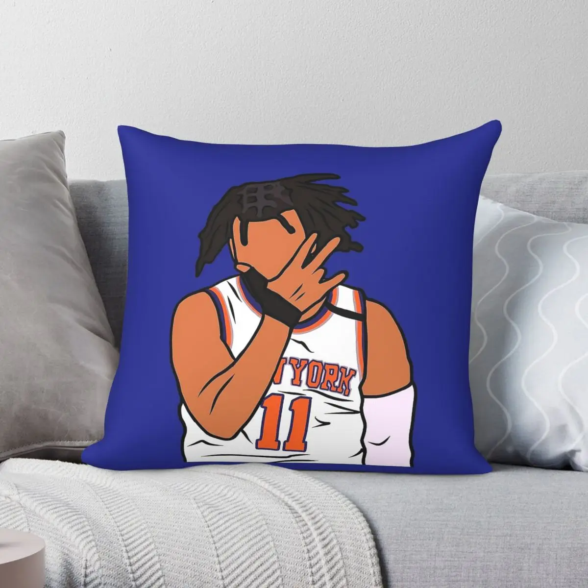 Jalen Brunson 3 Point Celebration Square Pillowcase Polyester Linen Velvet Decorative Throw Pillow Case Sofa Seater Cover 45x45