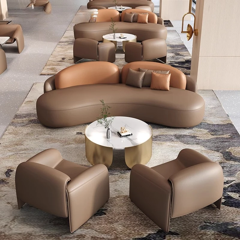 منطقة الاستقبال، ردهة الفندق التجارية، القاعة الكبرى، صالة VIP، منطقة الراحة، مكتب المبيعات المنحني، أريكة التفاوض، الأثاث التجاري #2