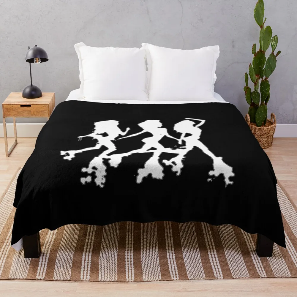 

Three Sisters Roller Skating Silhouette White Summer Vibe Throw Blanket funny gift decorative Comforter Blankets