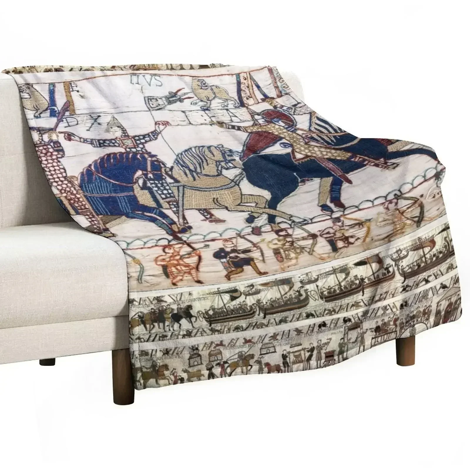 

THE BAYEUX TAPESTRY ,BATTLE OF HASTINGS ,NORMAN KNIGHTS HORSEBACK Throw Blanket Sofa Quilt Furry heavy to sleep Blankets