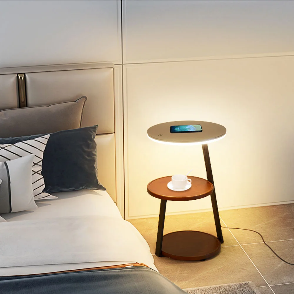 Wireless Charging Floor Lamp Nordic Shelf Coffee Table Lamp Simple Living Room Sofa Bedside Table Modern Bedside Lamp