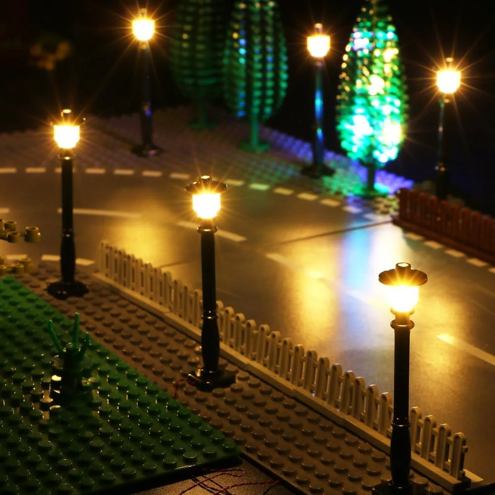 5PCS City Street Light Led Building Block Lamp MOC Compatible with Bricks Powered By USB Cable (excluding Battery)