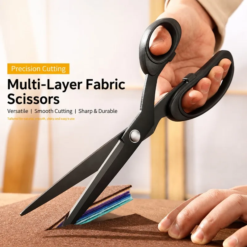 Professional Tailor Scissors for Fabric Cutting, High Carbon Steel Black Coated Sewing Shears, Sharp Durable Handmade Craft