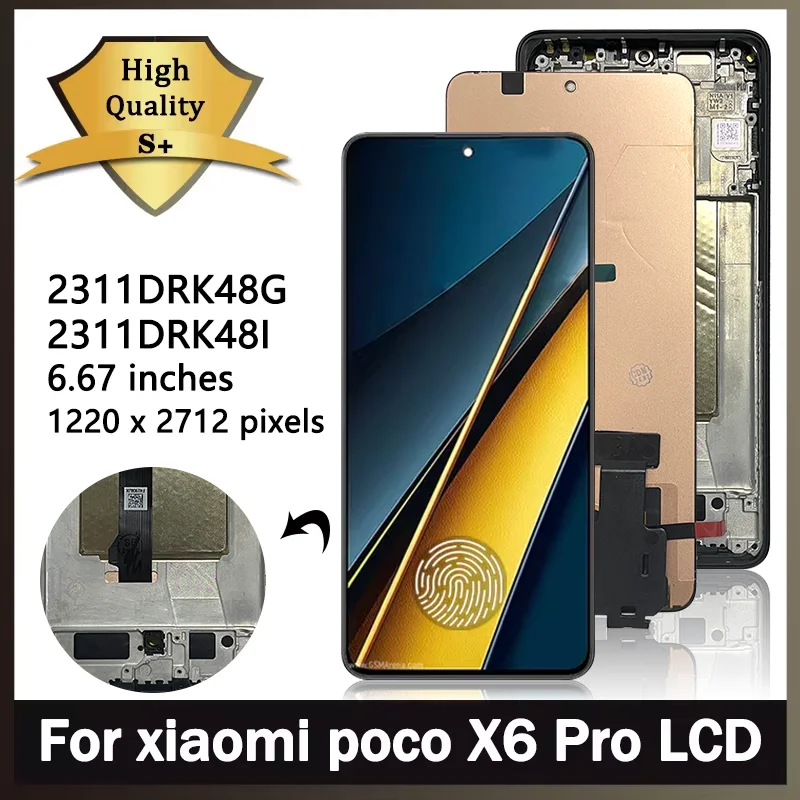 

6.67“AMOLED 120Hz for Xiaomi Poco X6 Pro LCD 2311DRK48G 2311DRK48I Display screen digitizer Assembly For poco x6pro lcd frame