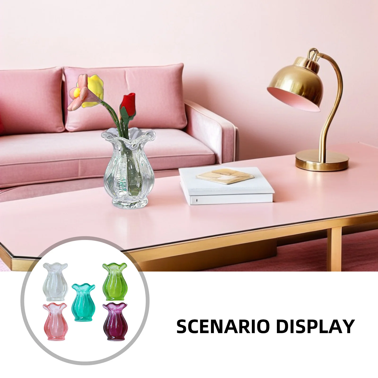 Juego de jarrones en miniatura de 5 uds., Mini artesanía de resina para decoración de micropaisaje, adorno de escritorio para el hogar, decoración de jarrón para encimera