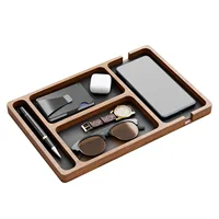 ooden Office Desktop Storage Box Solid Wood Partition Storage Box Mobile Phone Headphone Debris Storage Box Wooden Storage Tray 5
