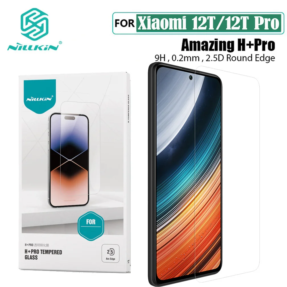 Nillkin For Xiaomi 12T Pro Tempered Glass H+PRO Glass 2.5D Arc Edge Anti-Explosion Phone Screen Protector Film For Xiaomi Mi 12T