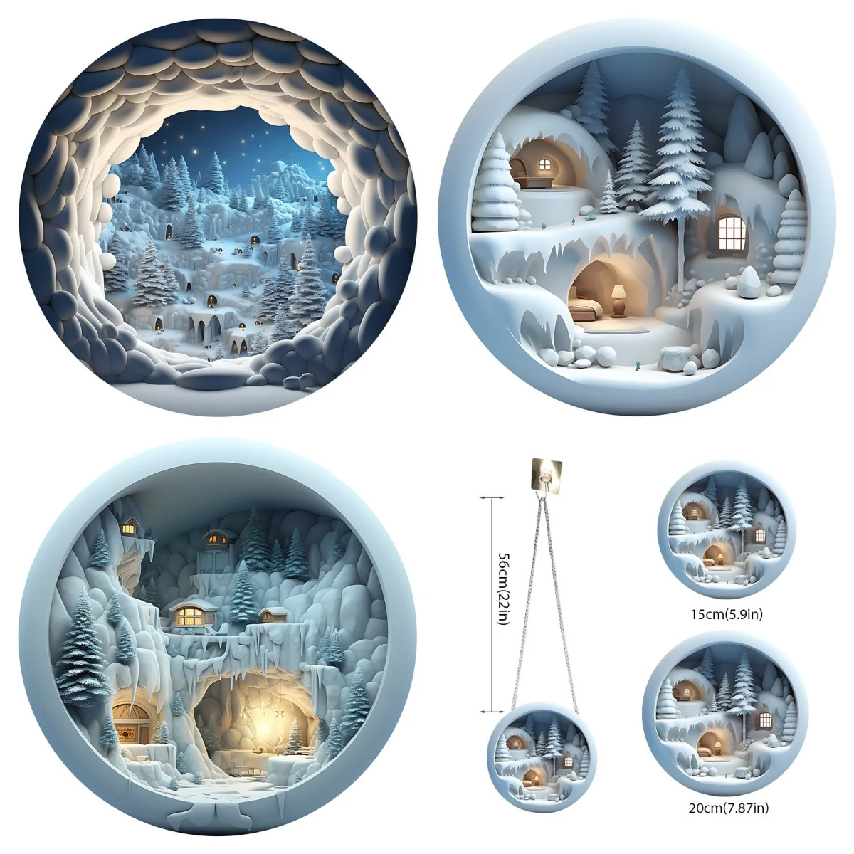 Round Acrylic  Drop Ornaments Christmas Decoration Pendant Christmas Fireplace Forest Pendants 2025 New Year Wall Decorations