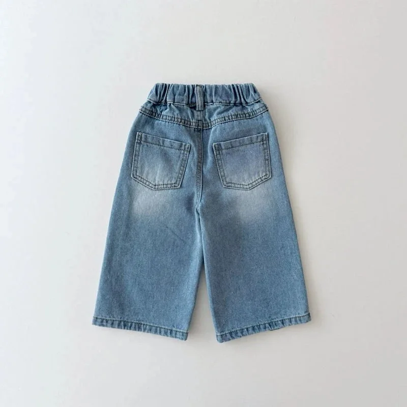 2026 Summer New Girls Jeans Children Casual Pants Fashion Kids Denim Trousers Toddler Girl Wide-leg Pants Baby Clothes