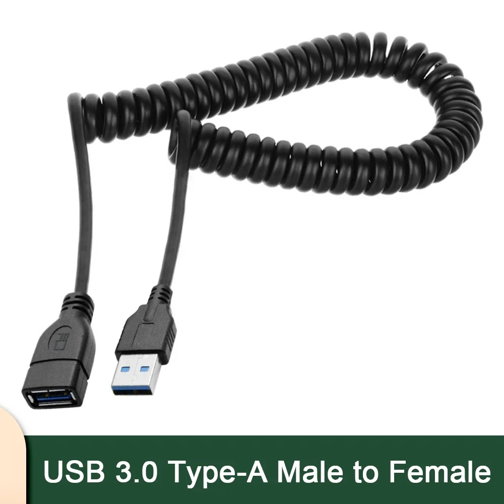 

1,5 м 5 футов Stretch USB 3.0 Type-A между мужчинами и женщинами, удлинительный пружинный кабель для зарядки данных для компьютерной мыши, клавиатуры, U-диска