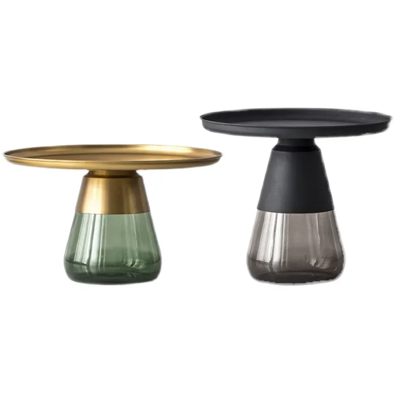 

round Glass Coffee Table Large and Small Apartment Type Home Living Room Nordic Combination Metal Tea Table