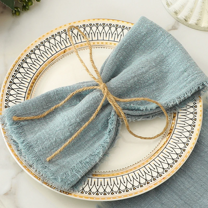 32x32 سنتيمتر الزفاف الديكور البوليستر مهدب المناديل مناسبة للديكور اليومي في حفلات الزفاف غرف المعيشة 6/12 قطعة