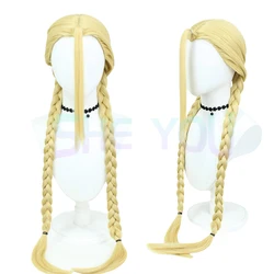 Game Cammy Cosplay Wig Golden Double Braid Character Heat Resistant Synthetic Hair Women Fantasia Halloween Carnival Party