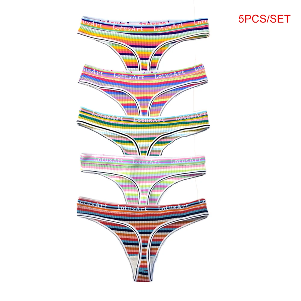 5 pçs/set colorido cintura baixa algodão calcinha feminina macio respirável elástico roupa interior senhoras confortáveis cuecas macias