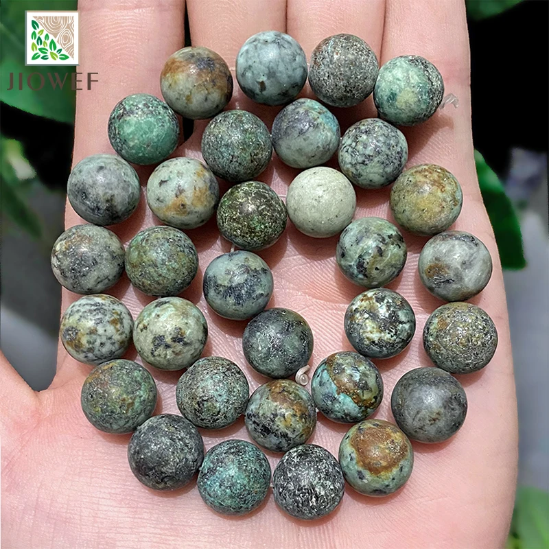 Natural Stone Matte African Turquoises Loose Round Beads for Jewelry Making Diy Bracelet Accessories 15\