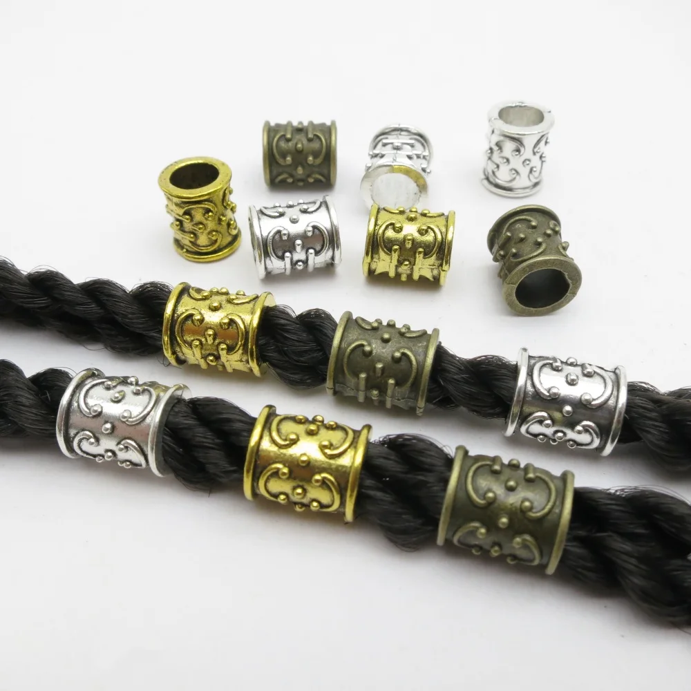 

10Pcs/Pack Big Hole viking rune hair dread dreadlock beard beads tube For DIY Jewelry Making Accessories