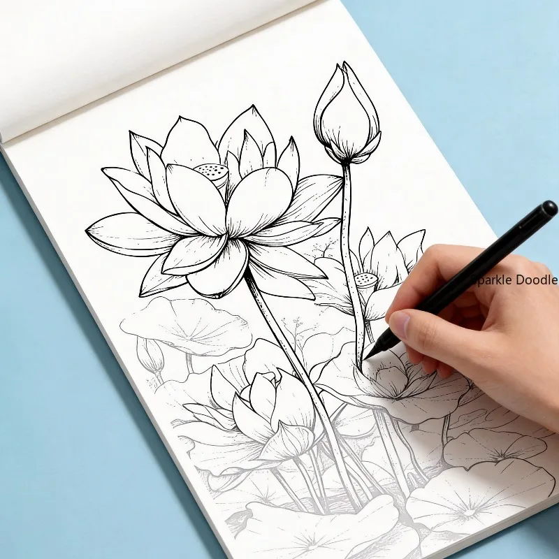 An Adult Anxiety Relieving Coloring Picture Book Black and White Line Drawing, Flower/bird/mandala and Other Themes, 24 Patterns