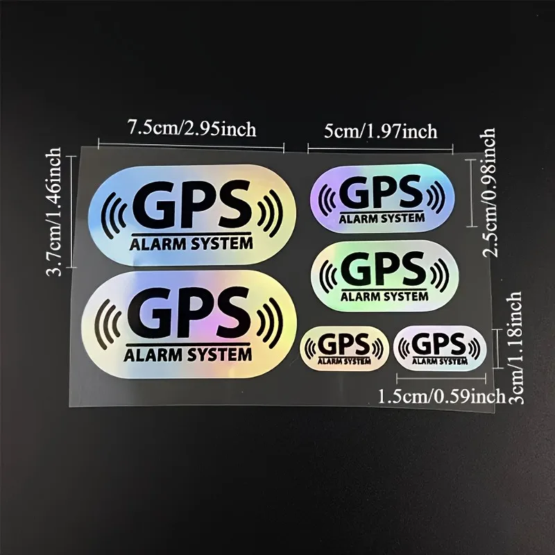 6 개/대 반사 레이저 GPS 경보 시스템 자동차 스티커 방수 DIY 자동차 창 측면 후면 유리 장식 비닐 스티커