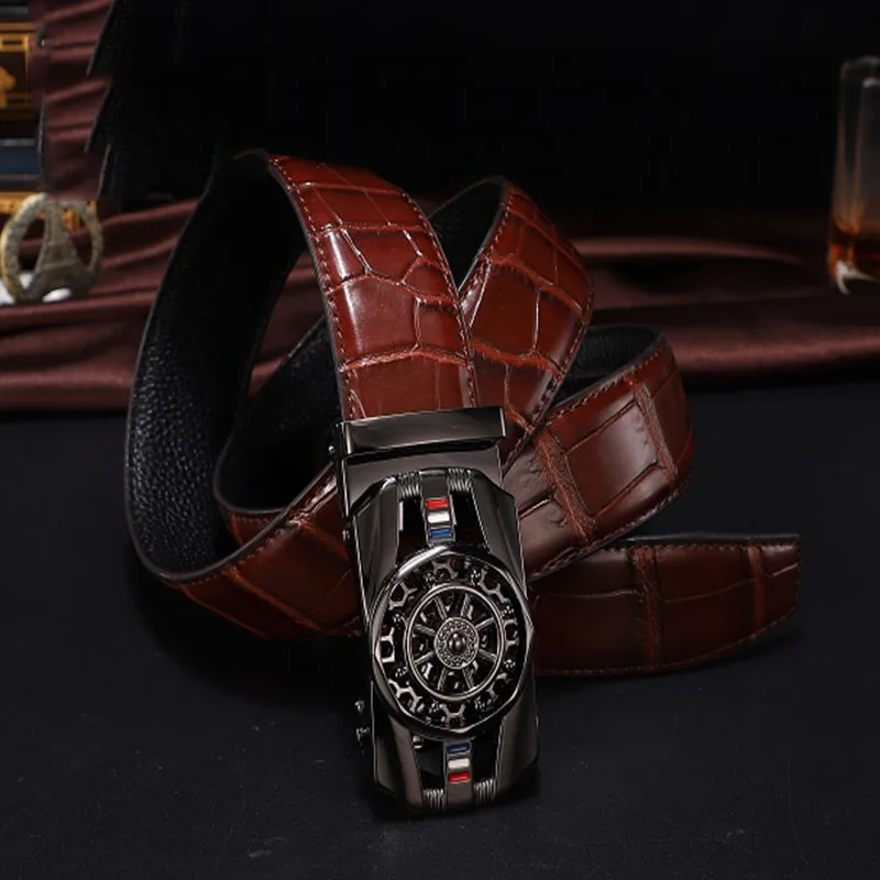 Men Genuine Leather Belts High Quality Brand Luxury Business Work Automatic Buckle Belts for Men Fashion Black Belt ZD121