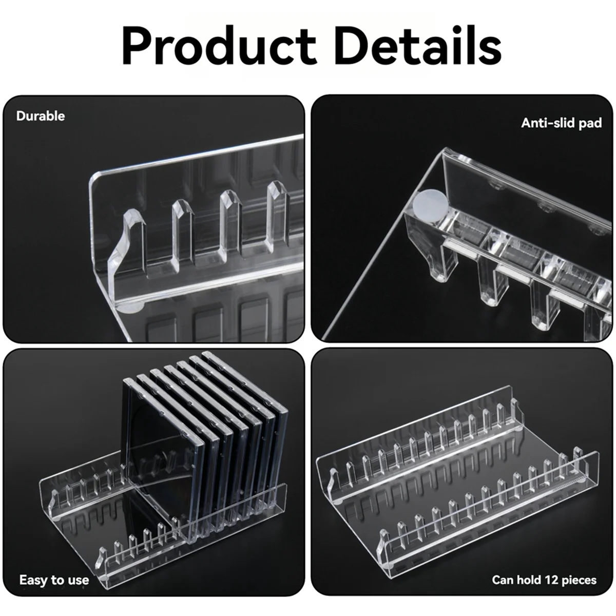 Настольная подставка для хранения GOB-oCD, акриловая подставка-органайзер для компакт-дисков, стойка для компакт-дисков, стойка для хранения компакт-дисков до 12 стандартных компакт-дисков