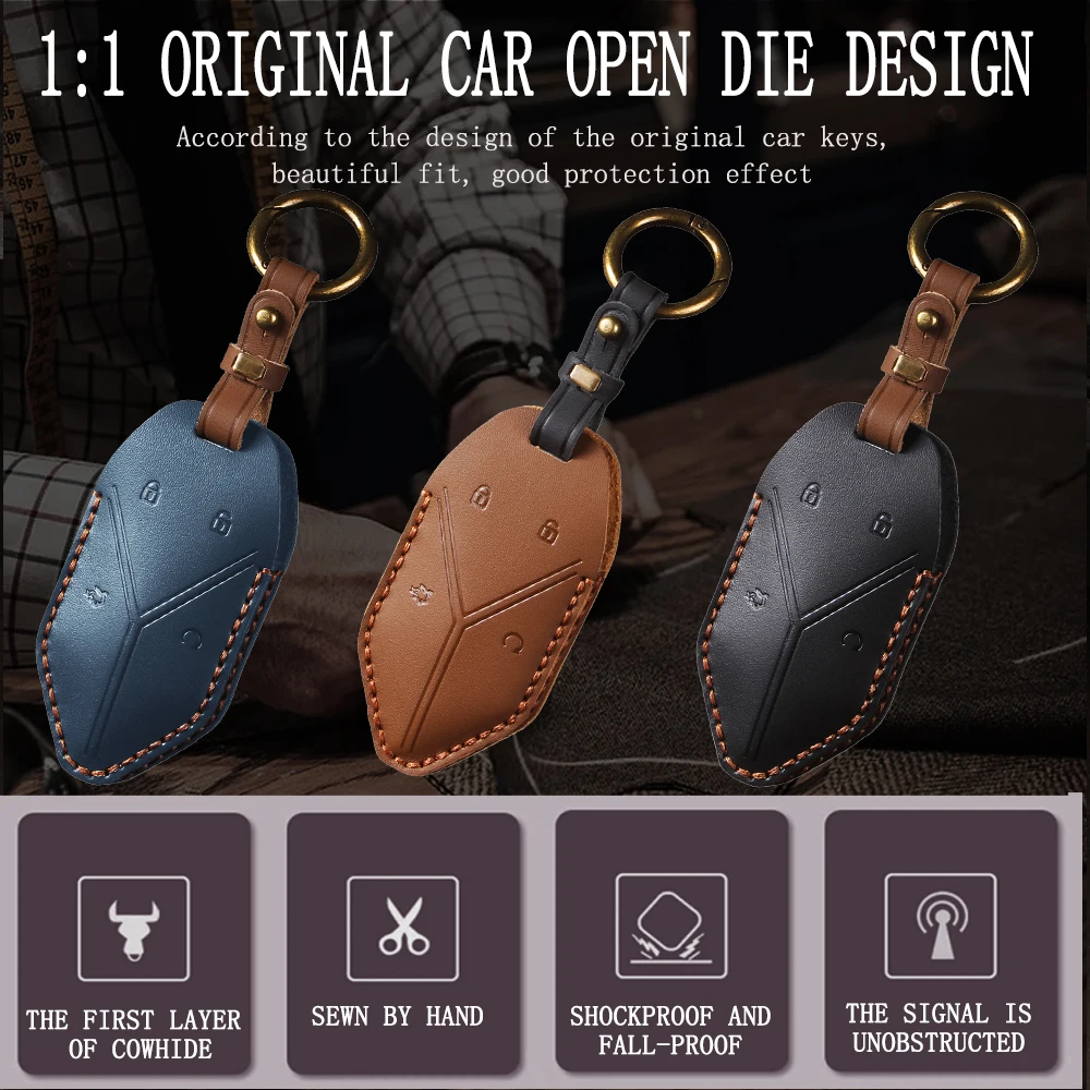 For BYD DM-I Formula leopard 5 8 Leather Car Key Case Alcantara Suede Shell Protector Accessories