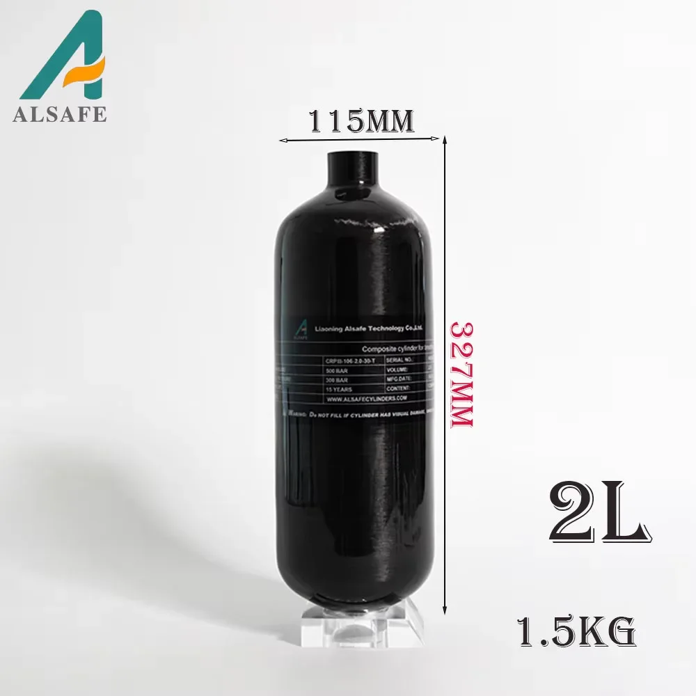 ALSAFE 4500Psi 300Bar 30Mpa 2L Carbon Fiber Cylinder HPA High Pressure Mini Scuba Diving Tank for Firefighting Diving M18*1.5