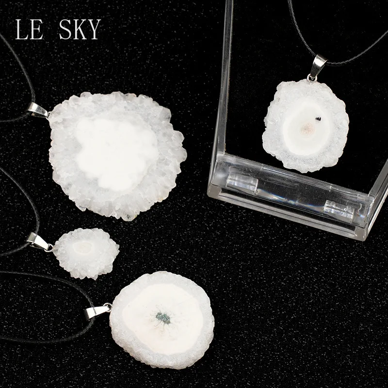 New Natural Druzys Stone Pendant Sunflower White Crystal Pendant Charms for Making DIY Jewelry Necklace Accessories